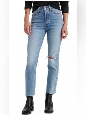Levi’s Wedgie Straight-Leg High-Rise Cropped Ripped Jeans size 30x28 NWT